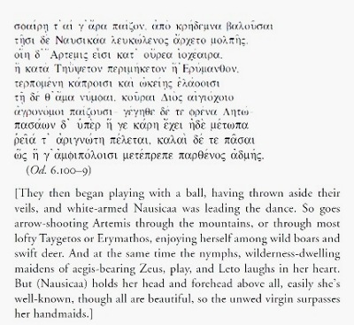 Homer, Odyssey 6.100–9, cit. Cynthia Hornbeck, Greekly Imperfect, 100-101